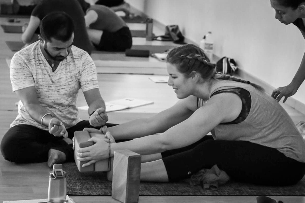 Aravind Prasad — Seated Forward Fold Adjustment with Block, Mysore