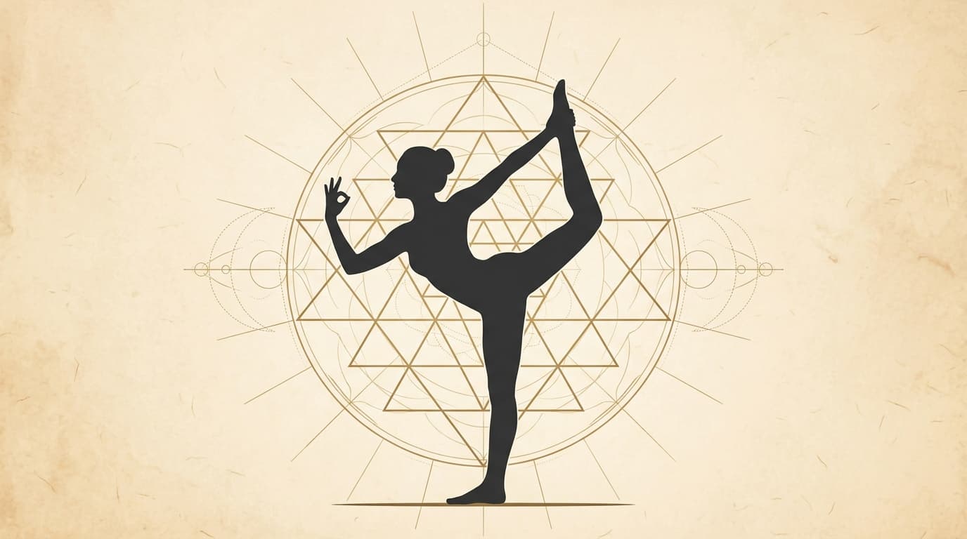 A detailed oil painting of a meditating yogi with subtle glowing sacred geometry, representing the inner science of Tantra Yoga.